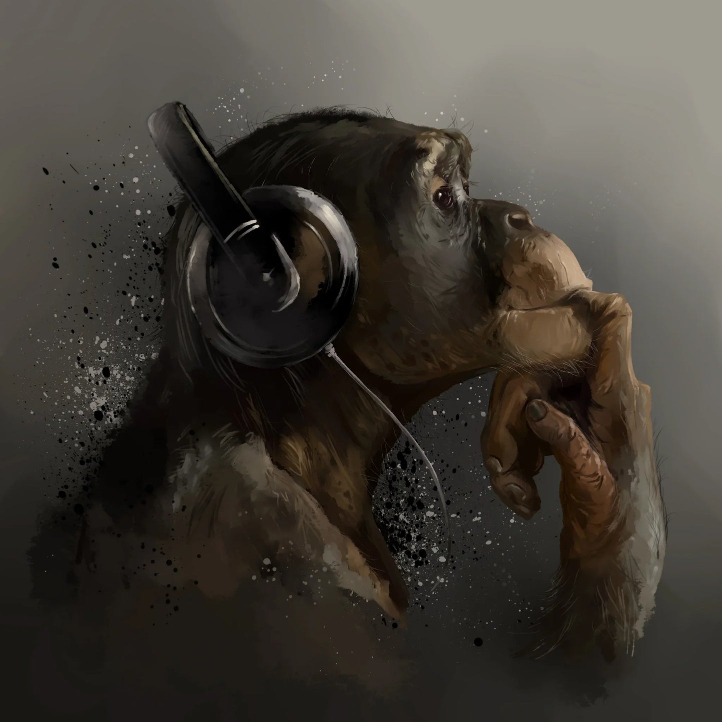 CHIMP WITH HEADPHONES