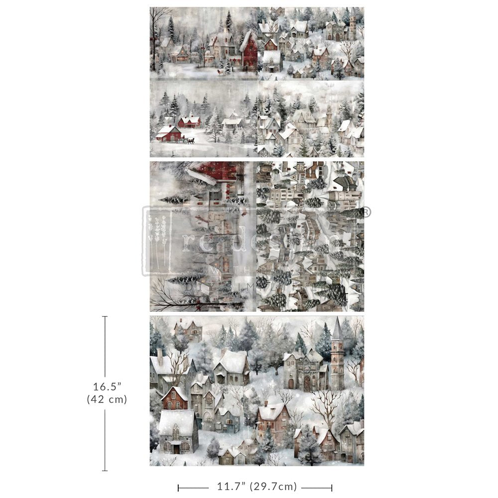 SILENT NIGHT SNOW VILLAGE- A3 FIBER 3PK