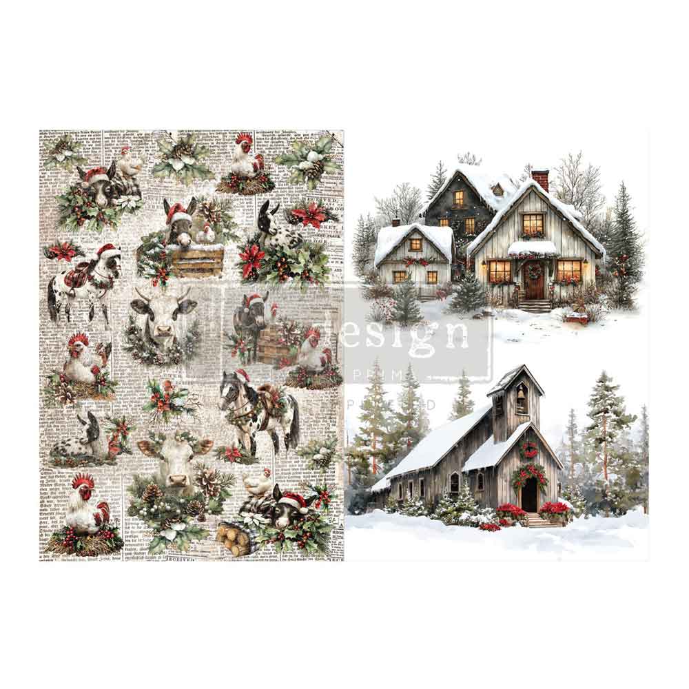 A3 Decoupage Fiber Pack - Cozy Country Christmas