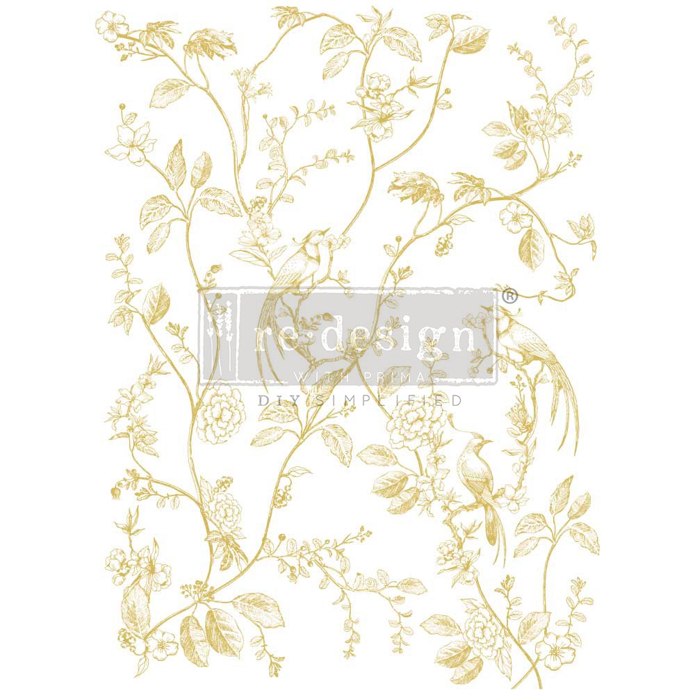 A BIRD SONG GOLD FOIL TRANSFER- KACHA FURNITURE