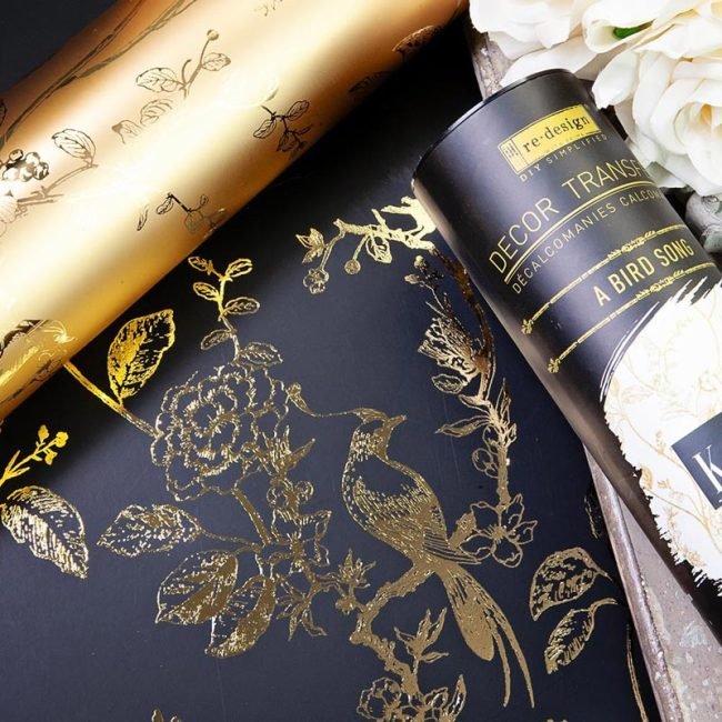 A BIRD SONG GOLD FOIL TRANSFER- KACHA FURNITURE