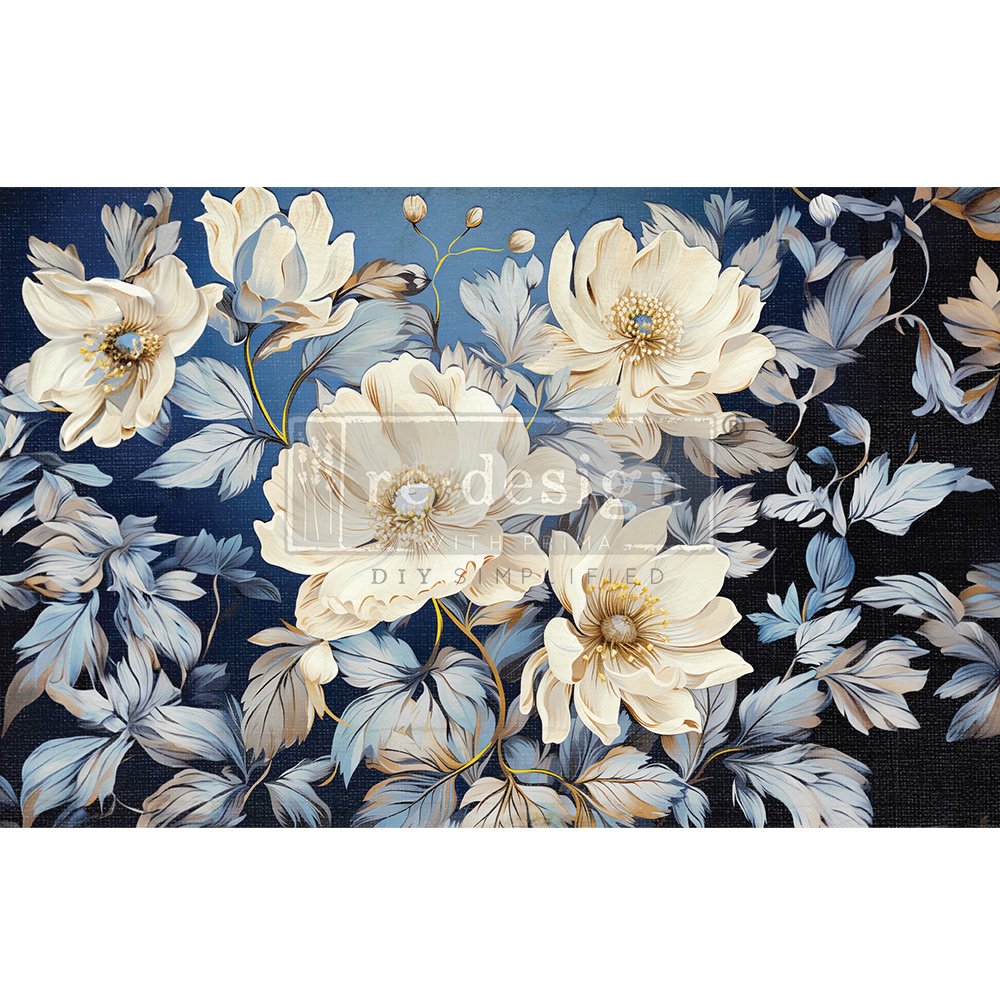 CERULEAN BLOOMS I- 19"x30" TISSUE PAPER