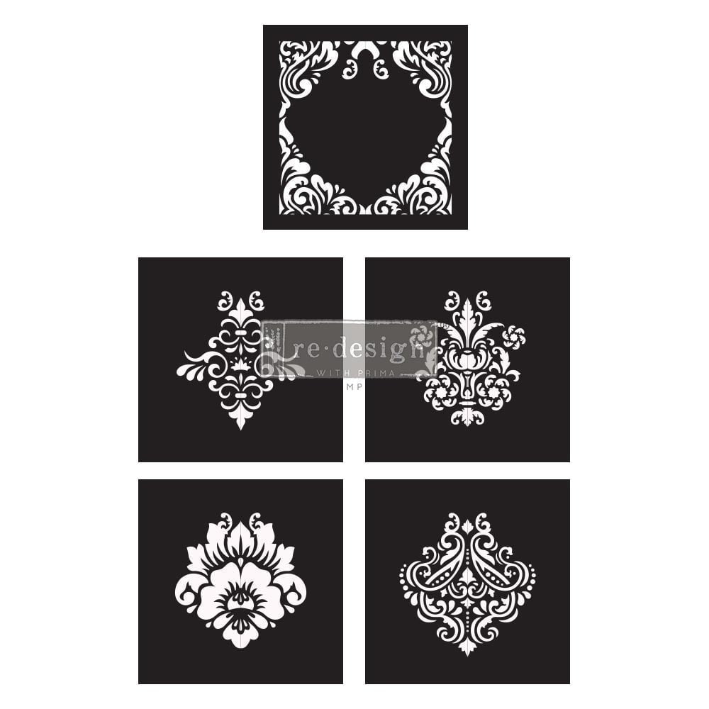 DAMASK ELEMENTS STENCIL SET (5 PIECES) (Copy)