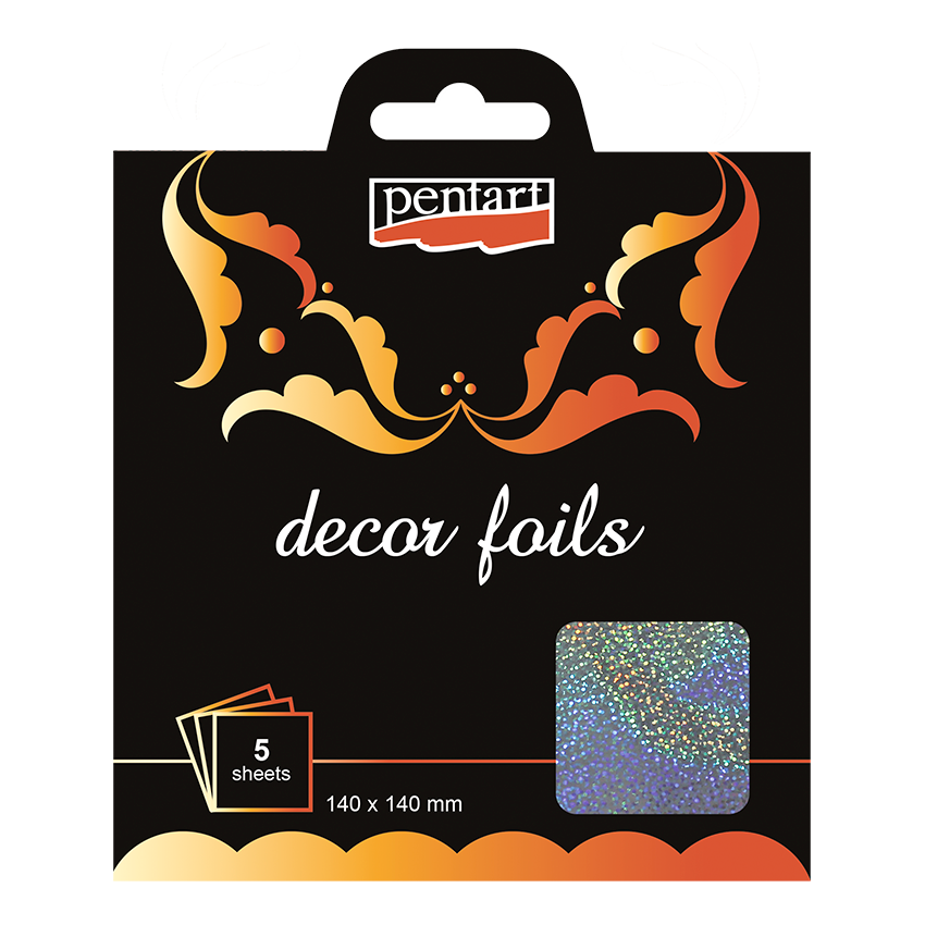 HOLOGRAM GLITTERS- DECOR FOILS METALLIC GOLD 14 X 14 CM 5 SHEETS/PACK
