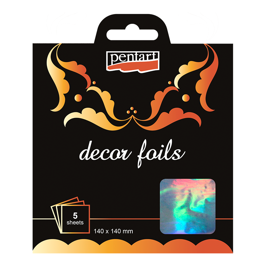 HOLOGRAM SILVER- DECOR FOILS METALLIC GOLD 14 X 14 CM 5 SHEETS/PACK