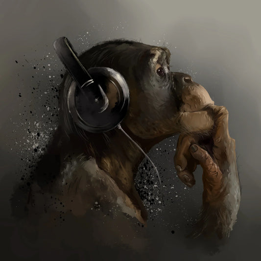 CHIMP WITH HEADPHONES