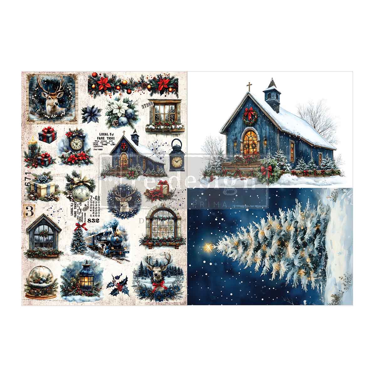 HEARTH & HOLLY- A3 Decoupage Fiber Pack