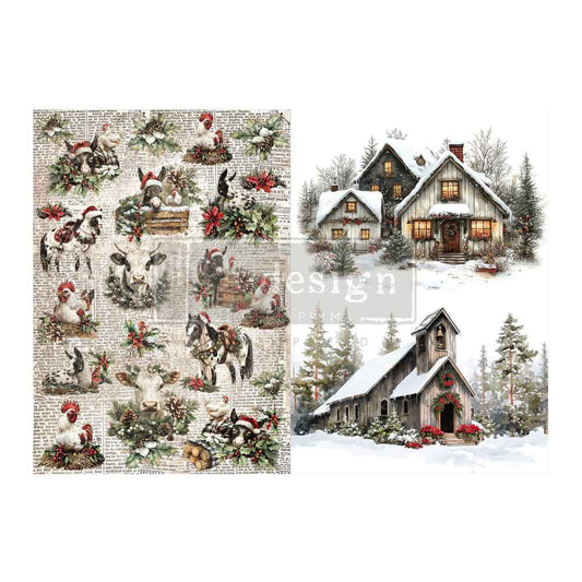 A3 Decoupage Fiber Pack - Cozy Country Christmas