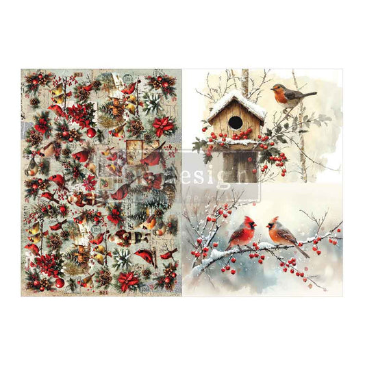 A3 Decoupage Fiber Pack - Feathered Elegance Christmas
