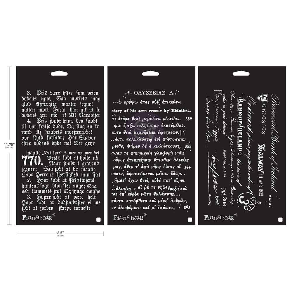 OLD PAGES- FINNABAIR STENCIL SET, 3 STENCILS, 6″X9