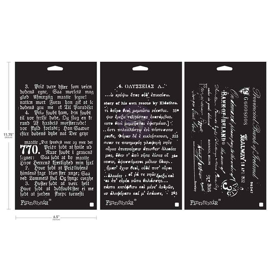 OLD PAGES- FINNABAIR STENCIL SET, 3 STENCILS, 6″X9