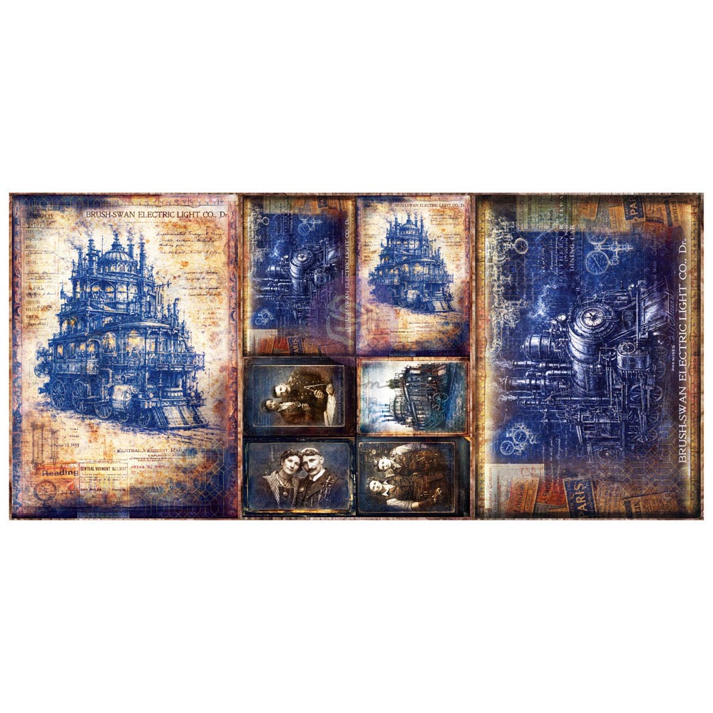 STEAMBOUND VISIONS- A3 Decoupage Fiber Paper Set