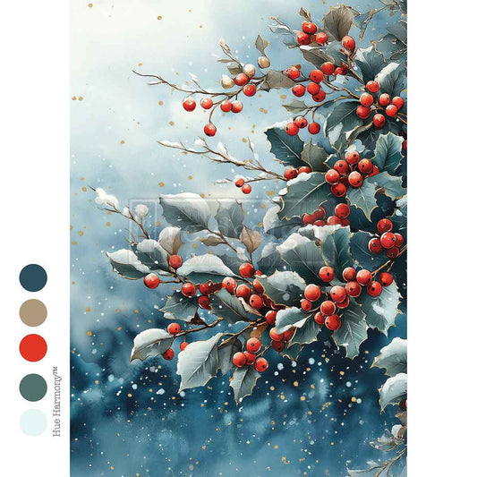 A4 FIBER- FROSTED BOUGH & BERRIES