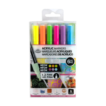 6PC ACRYLIC 1.2MM NEON MARKERS