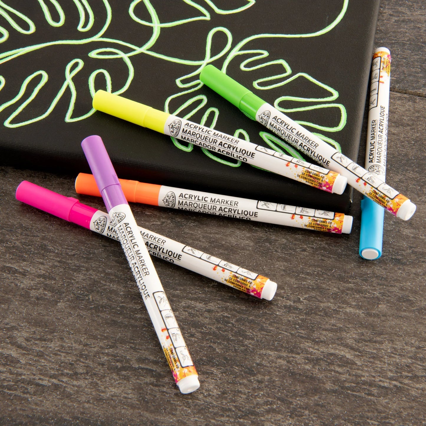 6PC ACRYLIC 1.2MM NEON MARKERS