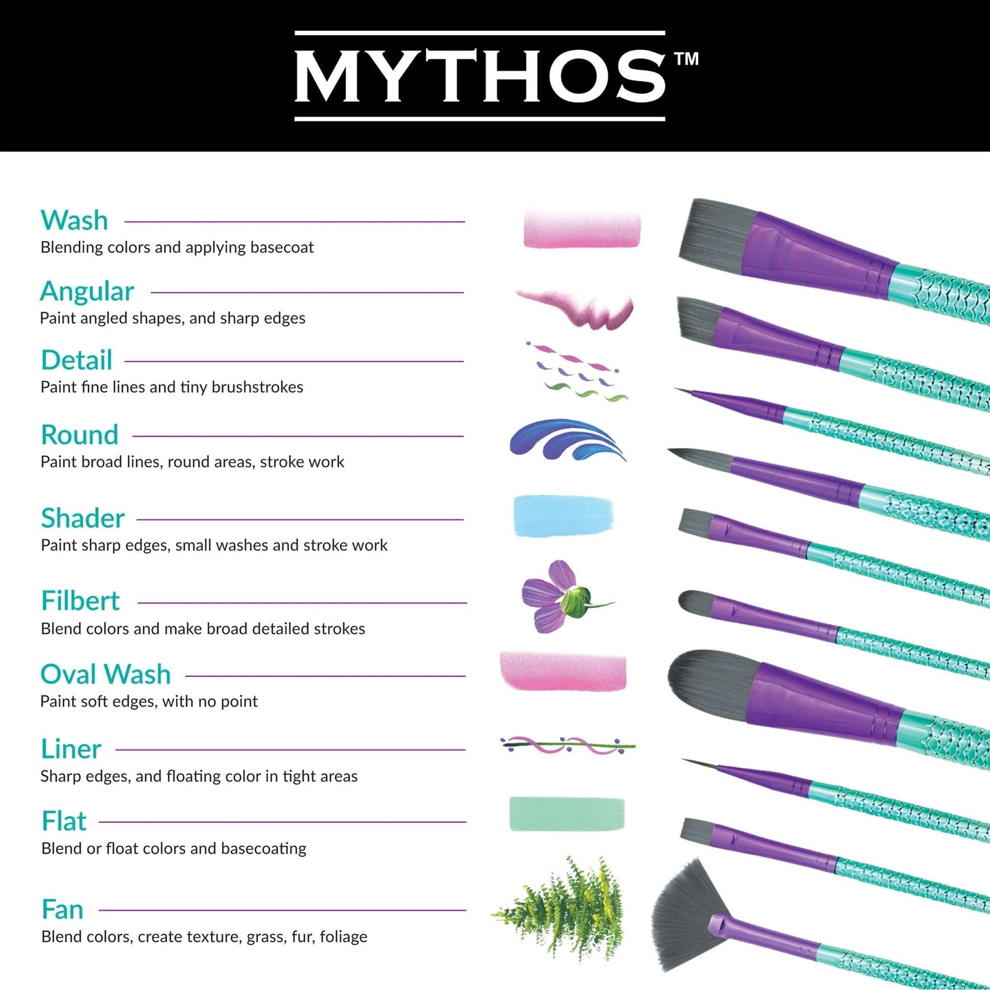 MYTHOS™ MERMAID 7PC VARIETY BRUSH SET- MYTH204