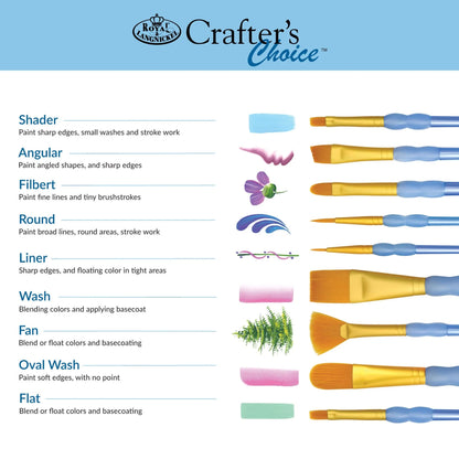 RCC214- 4PC ANGULAR GOLDEN TAKLON BRUSH SET- CRAFTER'S CHOICE