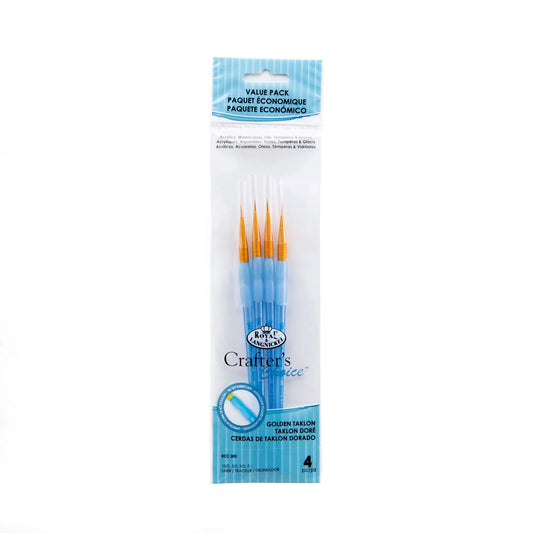 RCC203- 4PC LINER GOLDEN TAKLON BRUSH SET- CRAFTER'S CHOICE