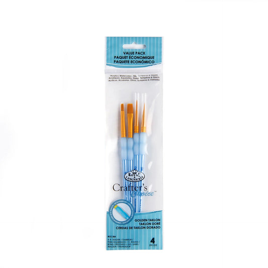 RCC204- 4PC VARIETY GOLDEN TAKLON BRUSH SET- CRAFTER'S CHOICE