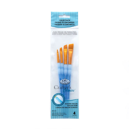 RCC214- 4PC ANGULAR GOLDEN TAKLON BRUSH SET- CRAFTER'S CHOICE