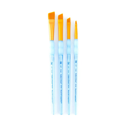 RCC214- 4PC ANGULAR GOLDEN TAKLON BRUSH SET- CRAFTER'S CHOICE