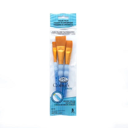 RCC215- 3PC WASH GOLDEN TAKLON BRUSH SET- CRAFTER'S CHOICE