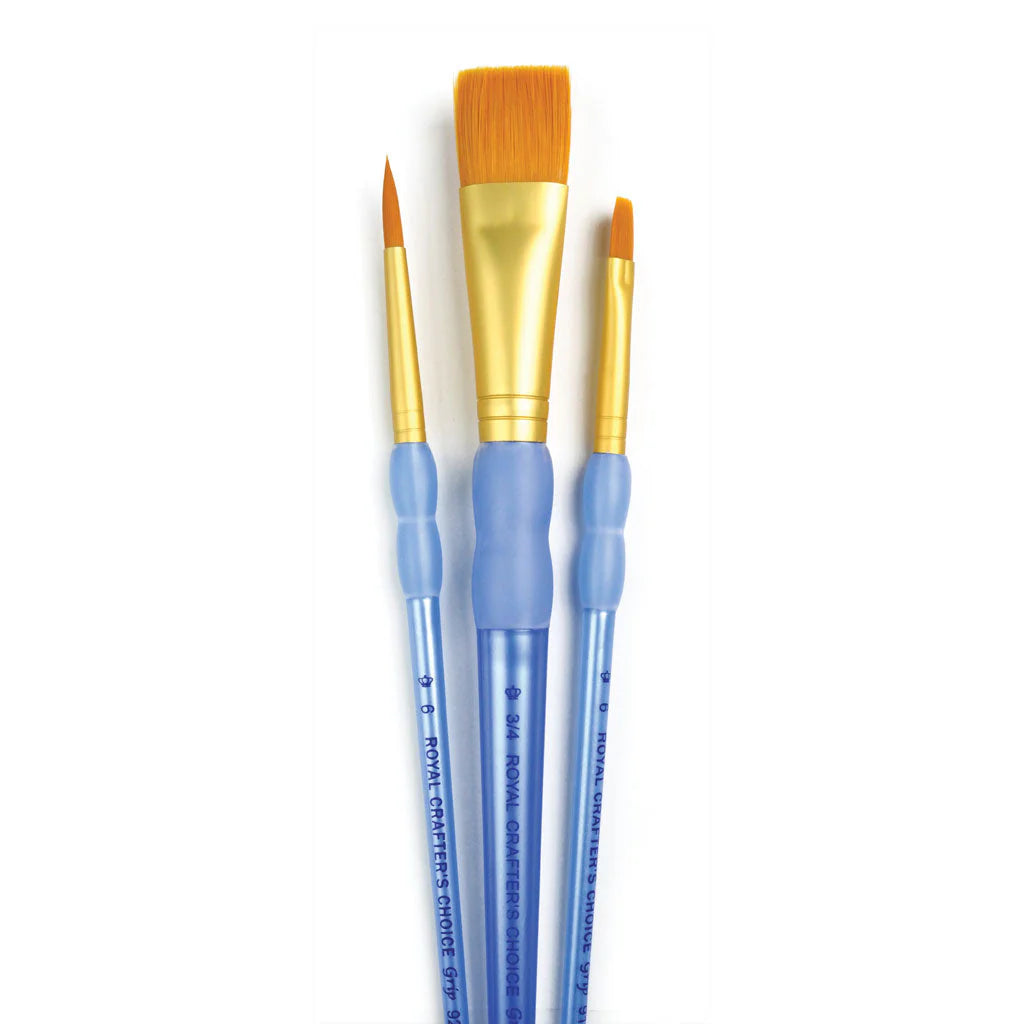 RCC217- 3PC VARIETY GOLDEN TAKLON BRUSH SET- CRAFTER'S CHOICE