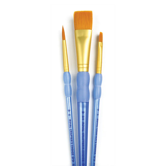 RCC217- 3PC VARIETY GOLDEN TAKLON BRUSH SET- CRAFTER'S CHOICE