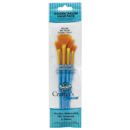 RCC234- 4PC FAN GOLDEN TAKLON BRUSH SET- CRAFTER'S CHOICE