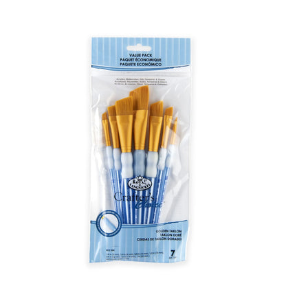 RCC304- 7PC ANGULAR GOLDEN TAKLON BRUSH SET- CRAFTER'S CHOICE