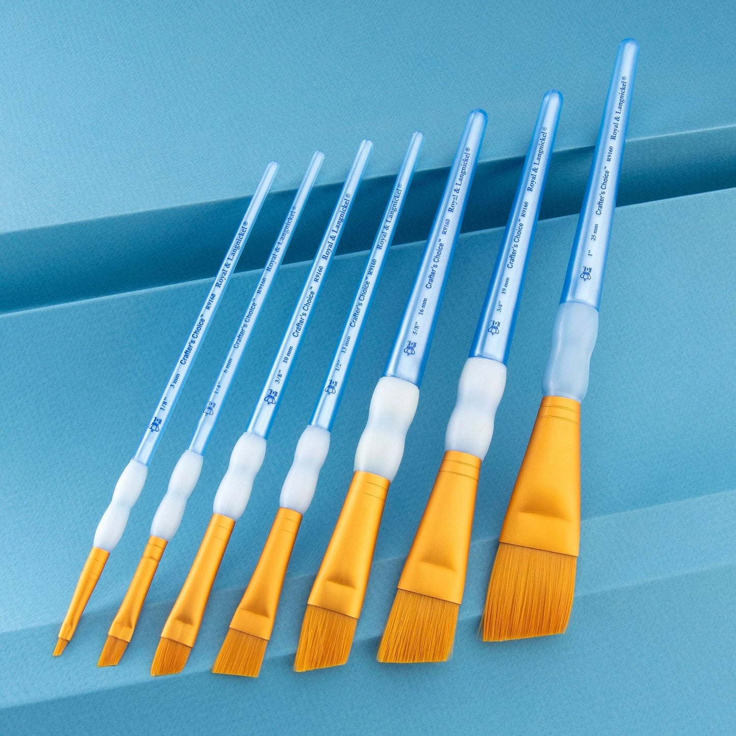 RCC304- 7PC ANGULAR GOLDEN TAKLON BRUSH SET- CRAFTER'S CHOICE