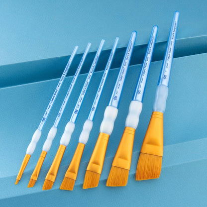 RCC304- 7PC ANGULAR GOLDEN TAKLON BRUSH SET- CRAFTER'S CHOICE