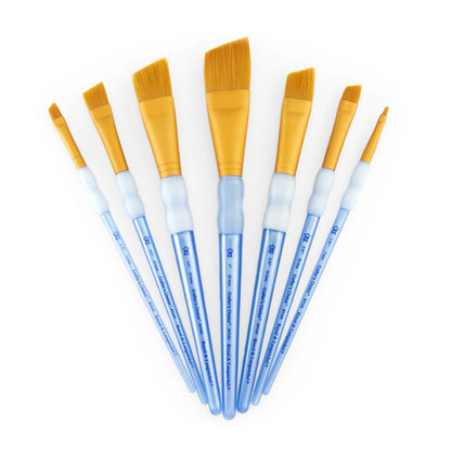 RCC304- 7PC ANGULAR GOLDEN TAKLON BRUSH SET- CRAFTER'S CHOICE