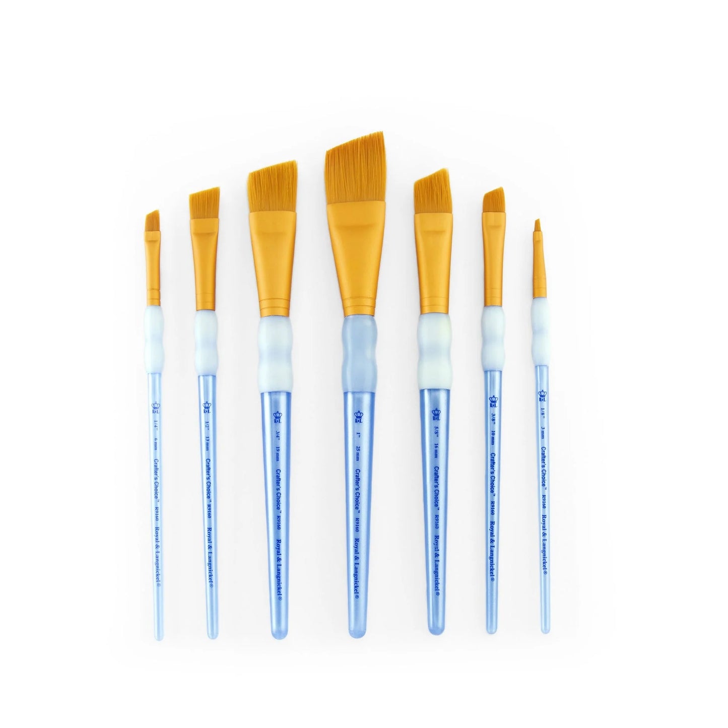 RCC304- 7PC ANGULAR GOLDEN TAKLON BRUSH SET- CRAFTER'S CHOICE