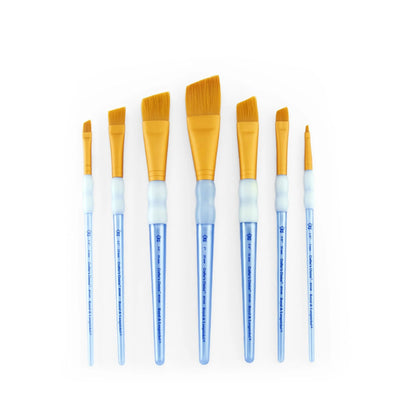 RCC304- 7PC ANGULAR GOLDEN TAKLON BRUSH SET- CRAFTER'S CHOICE