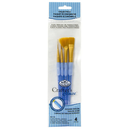 RCC218- 4PC VARIETY GOLDEN TAKLON BRUSH SET- CRAFTER'S CHOICE