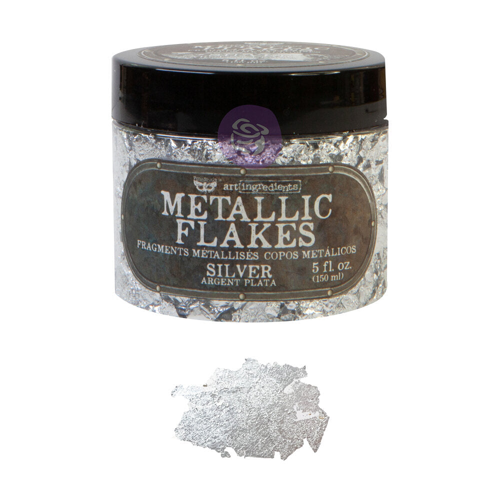SILVER METALLIC FLAKES–TOTAL WEIGHT 30G INCLUDING CONTAINER