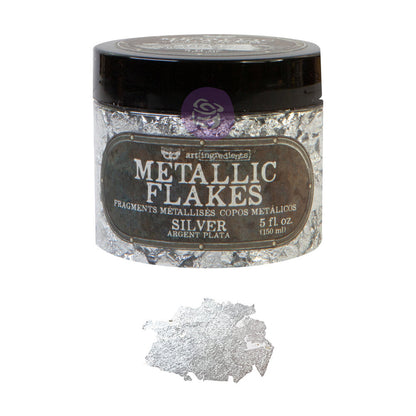 SILVER METALLIC FLAKES–TOTAL WEIGHT 30G INCLUDING CONTAINER