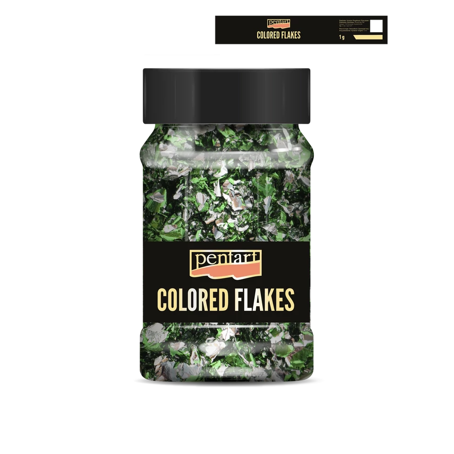 GREEN-SILVER - COLOURED FOIL FLAKES MIN. 1 G