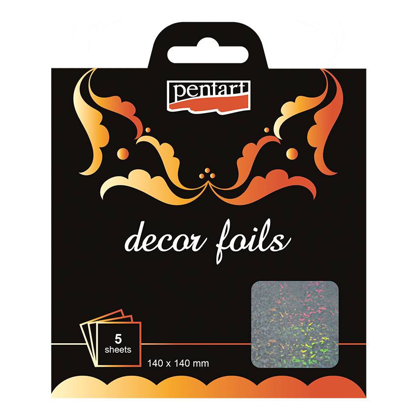 HOLOGRAM FROZEN- DECOR FOILS METALLIC GOLD 14 X 14 CM 5 SHEETS/PACK