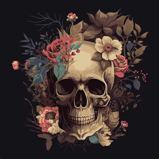 SKULL AND FLOWERS