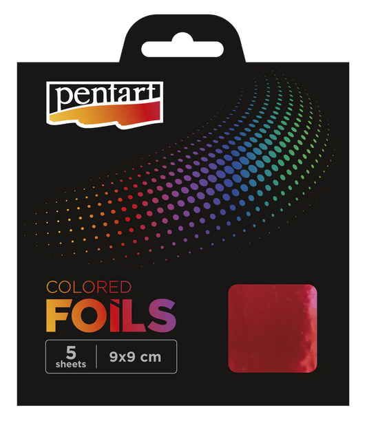 RED - COLOURED FOIL SHEETS 9X9 CM 5 SHEETS/PACK