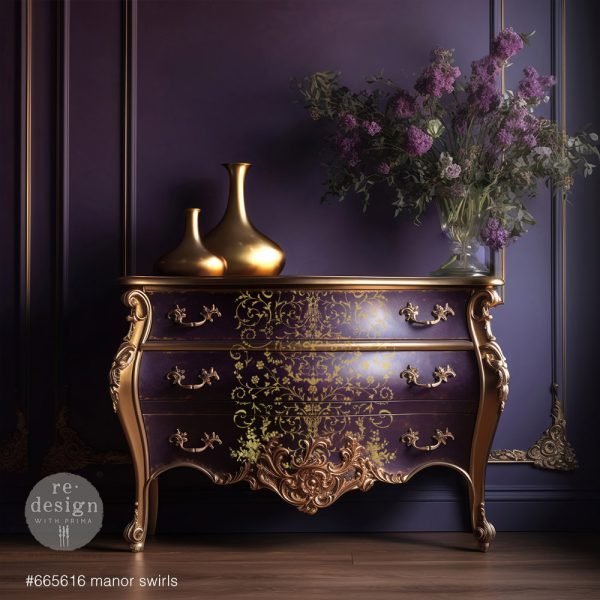 MANOR SWIRLS GOLD FOIL TRANSFER- KACHA FURNITURE
