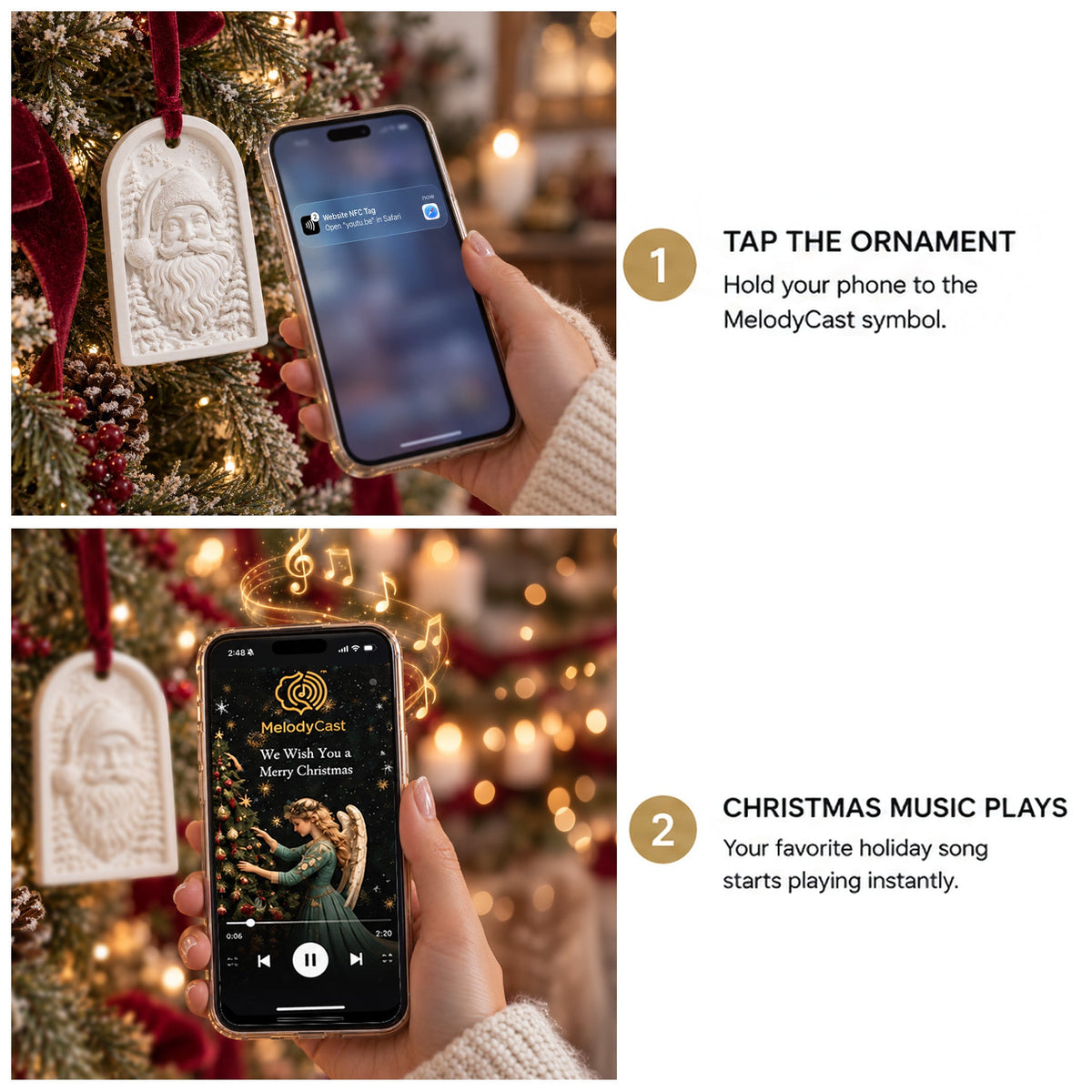 MelodyCast: Paint-Tap-Play Christmas Ornaments (Set of 6)