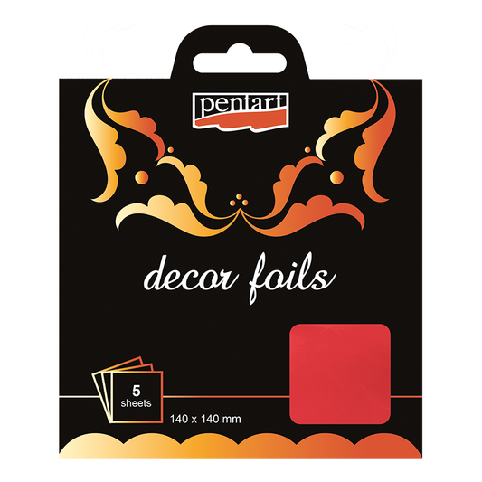 METALLIC RED- DECOR FOILS METALLIC GOLD 14 X 14 CM 5 SHEETS/PACK