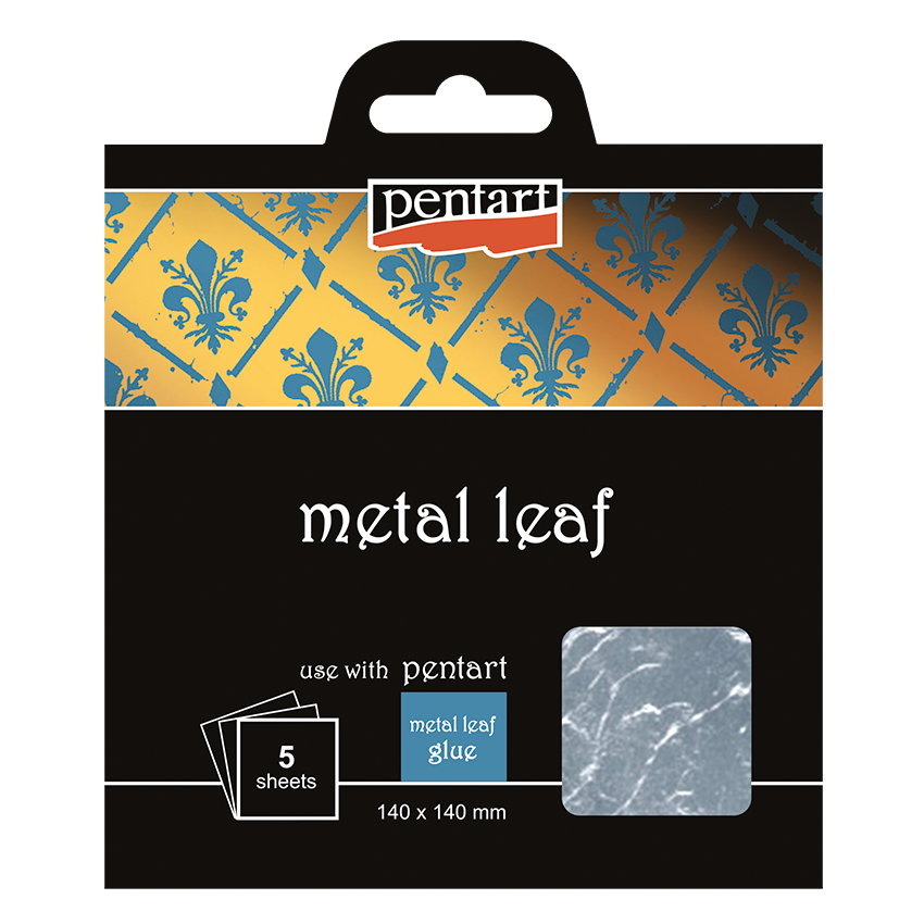SILVER- METAL LEAF- 14X14 CM, 5 SHEETS/PACK