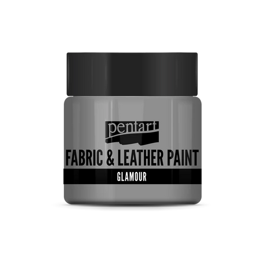 SILVER -GLAMOUR FABRIC & LEATHER PAINT, 50 ML