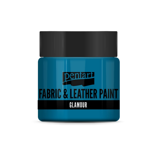 SILVERY BLUE -GLAMOUR FABRIC & LEATHER PAINT, 50 ML