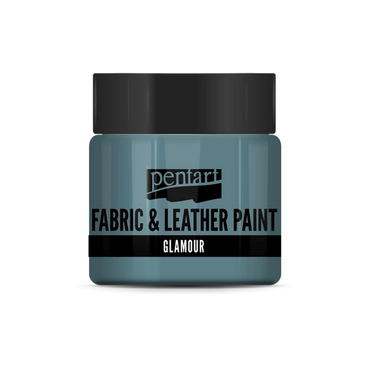 SILVERY TURQUOISE -GLAMOUR FABRIC & LEATHER PAINT, 50 ML