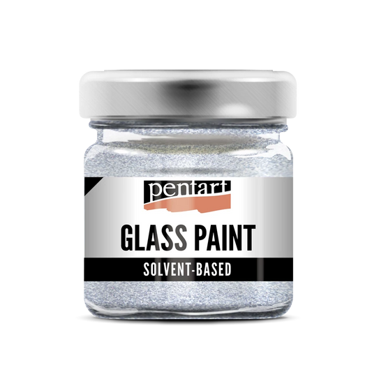 SPARKLING SILVER- GLASS PAINT SOLVENT BASED, 30 ML